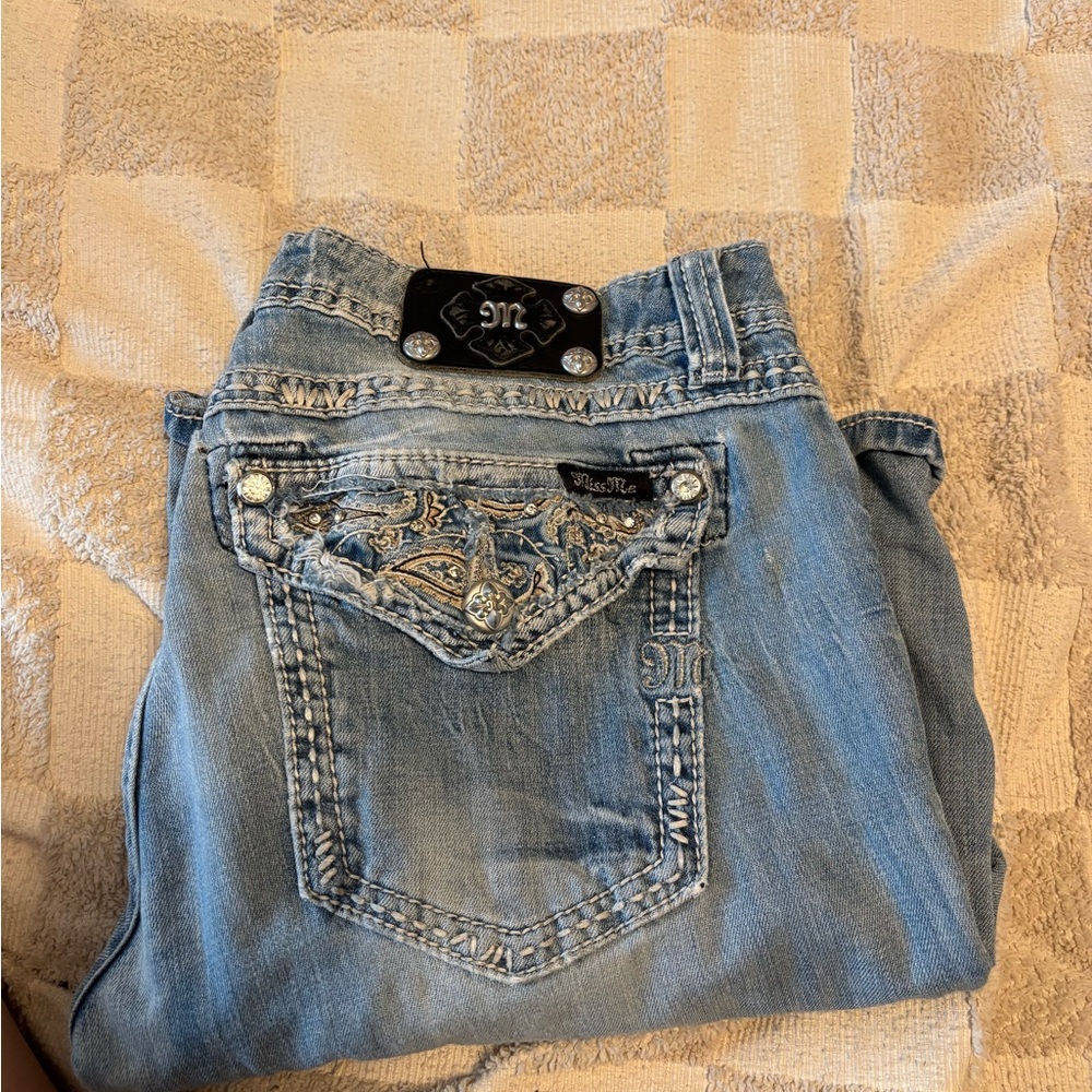 Miss Me Women's Embellished Light Blue Boot Cut Jeans